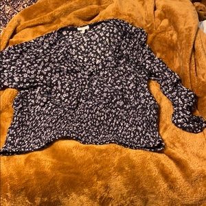 Blue floral long sleeve top